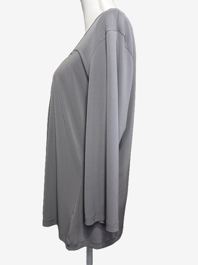 Susan Graver Essentials Liquid Knit Tunic Gray Medium M 3/4 Sleeve Stretch Top — image 5 of 8